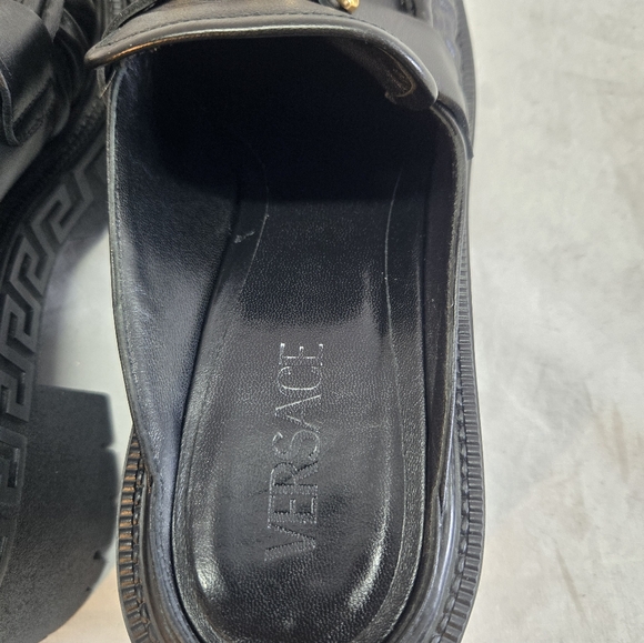 Versace Medusa Biggie Platform Mules Women's Size 40 Black Leather EUC - Picture 7 of 11